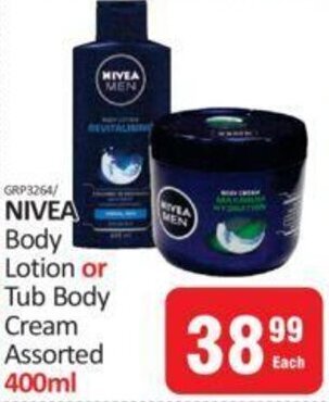 KitKat Cash and Carry Nivea Body Lotion or Tub Body Cream Assorted 400ml offer