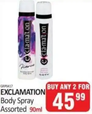 Exclamation Body Spray Assorted 2x90ml