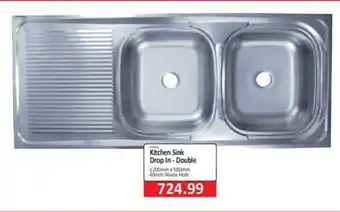 Kitchen Sink Drop In - Double 1200mm x 500mm