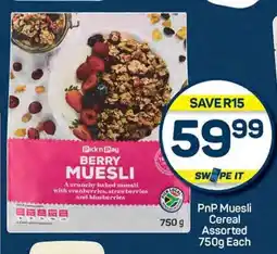 Pick n Pay PnP Muesli Cereal Assorted 750g Each offer