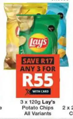 Checkers 3 x 120g Lay's Potato Chips All Variants offer