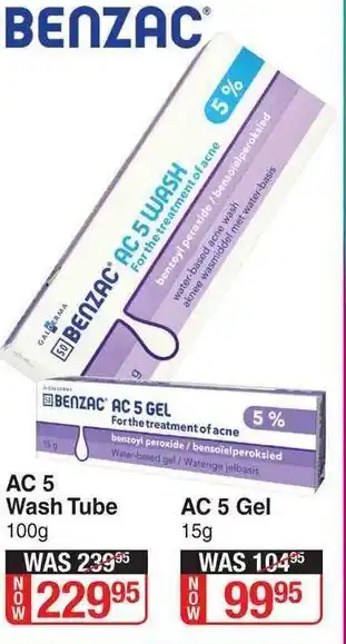 Dis-Chem Benzac AC 5 Wash Tube 100g offer