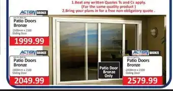 KitKat Cash and Carry Patio Doors Bronze 1500mm x 2100 offer