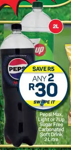 Pick n Pay Hypermarket Pepsi Max, Light or 7Up Sugar Free Carbonated Soft Drink 2 Litre offer