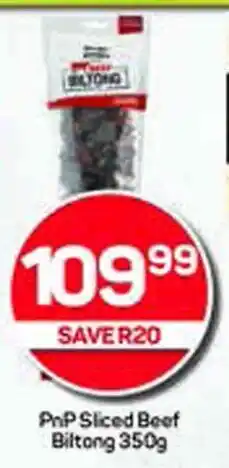 Pick n Pay PnP Sliced Beef Biltong 350g offer