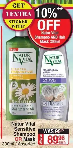 Dis-Chem Natur Vital Sensitive Shampoo or Mask 300ml offer