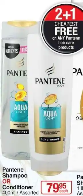 Dis-Chem Pantene Shampoo or Conditioner 400ml offer