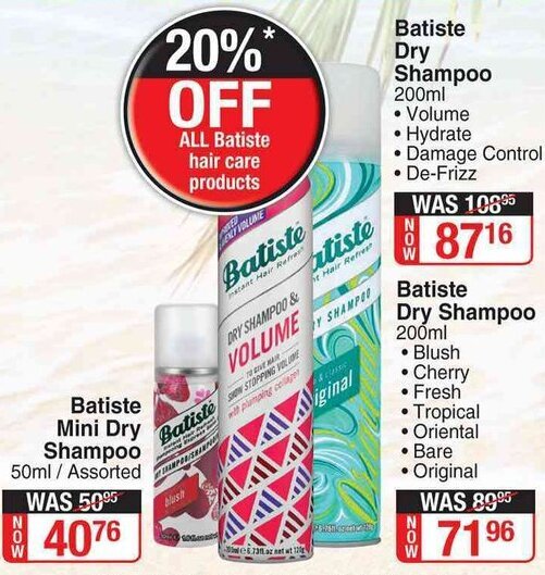 Batiste Dry Shampoo 200ml offer at DisChem