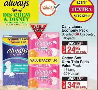 Dis-Chem Daily Liners Economy Pack Scented or Inscented 40-pack offer