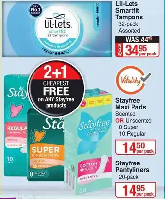 Dis-Chem Stayfree Pantyliners 20-pack offer