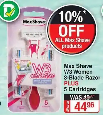 Dis-Chem Max Shave W3 Women 3-Blade Razor Plus 5 Cartridges offer