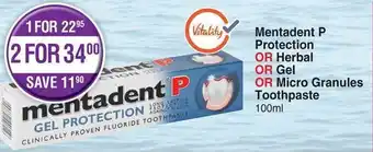 Dis-Chem Mentadent P Protection 100ml offer