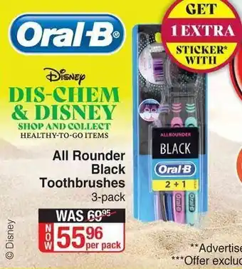 All Rounder Black Toothbrushes 3-pack