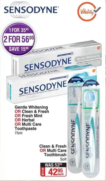 Dis-Chem Sensodyne Gentle Whitening Toothpaste 75ml offer