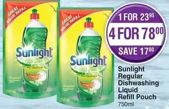 Dis-Chem Sunlight Regular Dishwashing Liquid Refill Pouch 750ml offer