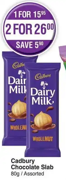 Dis-Chem Cadbury Chocolate Slab 80g offer
