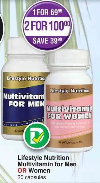 Dis-Chem Lifestyle Nutrition Multivitamin for Men or Women 30 Capsules offer