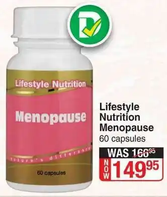Dis-Chem Lifestyle Nutrition Menopause 60 Capsules offer