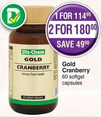 Dis-Chem Gold Cranberry 60 Softgel Capsules offer