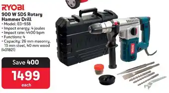 Makro RYOBI 900 W SDS Rotary Hammer Drill offer