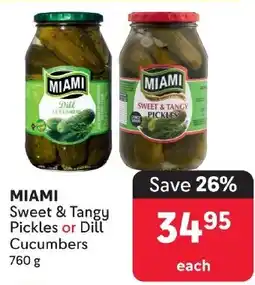 Makro MIAMI Sweet & Tangy Pickles or Dill Cucumbers 760g offer