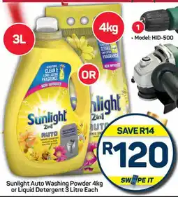 Pick n Pay Hypermarket Sunlight Auto Washing Powder 4kg or Liquid Detergent 3 Litre Each offer