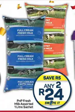 Pick n Pay Hypermarket PnP Fresh Milk Assorted 1 Litre Sachet offer