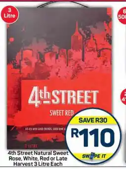 Pick n Pay Hypermarket 4th Street Natural Sweet Rose, White, Red or Late Harvest 3 Litre Each offer