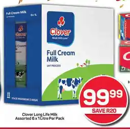 Pick n Pay Hypermarket Clover Long Life Milk Assorted 6x 1 Litre Per Pack offer