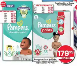 Pick n Pay Hypermarket Pampers Active or New Baby Disposable Nappies or Pants Value Pack Assorted Per Pack offer