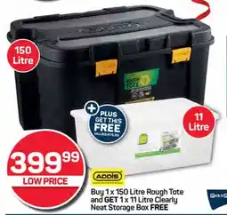 Pick n Pay Hypermarket Buy 1x 150 Litre Rough Tote and GET 1x 11 Litre Clearly Neat Storage Box FREE offer
