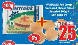 PARMALAT Full Cream Processed Cheese Slices Assorted 100g & Soft Rolls 6's