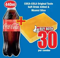 Boxer Superstores COCA-COLA Original Taste Soft Drink 440ml & Mzansi Slice offer