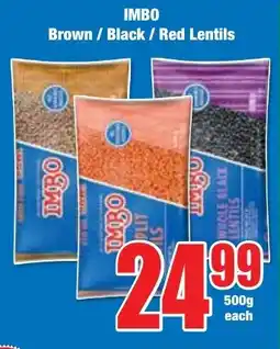 IMBO Brown/ Black/ Red Lentils