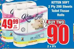 KITTEN SOFT 2 Ply 200 Sheets Toilet Tissue Rolls