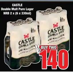 Boxer Superstores CASTLE Double Malt Pure Lager NRB 2 x (6 x 330ml) offer