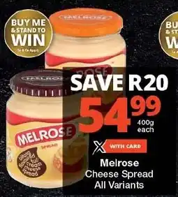 Checkers Melrose Cheese Spread All Variants offer