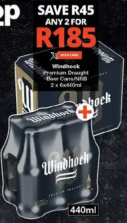 Checkers Windhook Premium Draught Beer Cans/NRB 2 x 6x440ml offer
