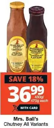 Checkers Mrs. Ball's Chutney All Variants offer