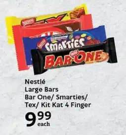 Oxford Freshmarket Nestlé Large Bars Bar One/ Smarties/ Tex/ Kit Kat 4 Finger offer