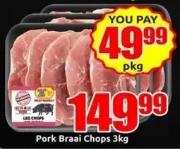 Three Star Cash and Carry Pork Braai Chops 3kg offer