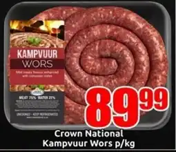 Three Star Cash and Carry Crown National Kampvuur Wors p/kg offer