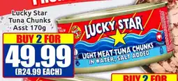 Three Star Cash and Carry Lucky Star Tuna Chunks Asst 170g offer