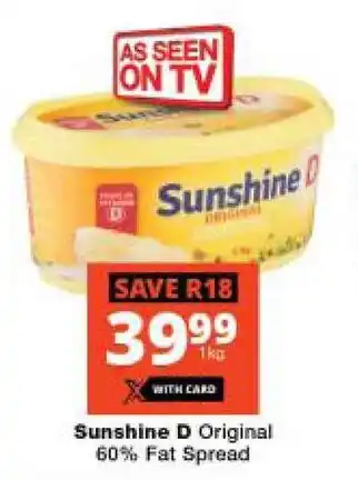 Checkers Hyper Sunshine D Original 60% Fat Spread offer