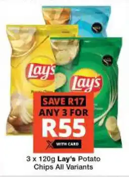 Checkers Hyper 3 x 120g Lay's Potato Chips All Variants offer