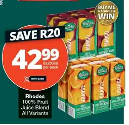 Checkers Rhodes 100% Fruit Juice Blend All Variants offer