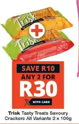 Checkers Trisk Tasty Treats Savoury Crackers All Variants 2 x 100g offer