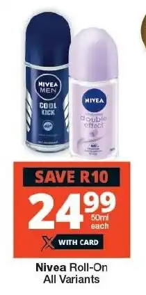 Checkers Nivea Roll-On All Variants offer