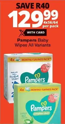 Checkers Pampers Baby Wipes All Variants offer