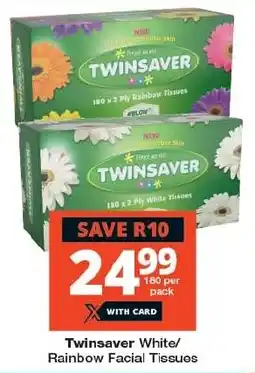 Checkers Twinsaver White/ Rainbow Facial Tissues offer